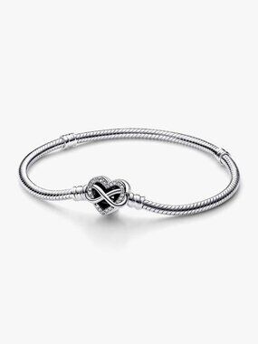 Pandora Moments Sparkling Infinity Heart Clasp Snake Chain Bracelet